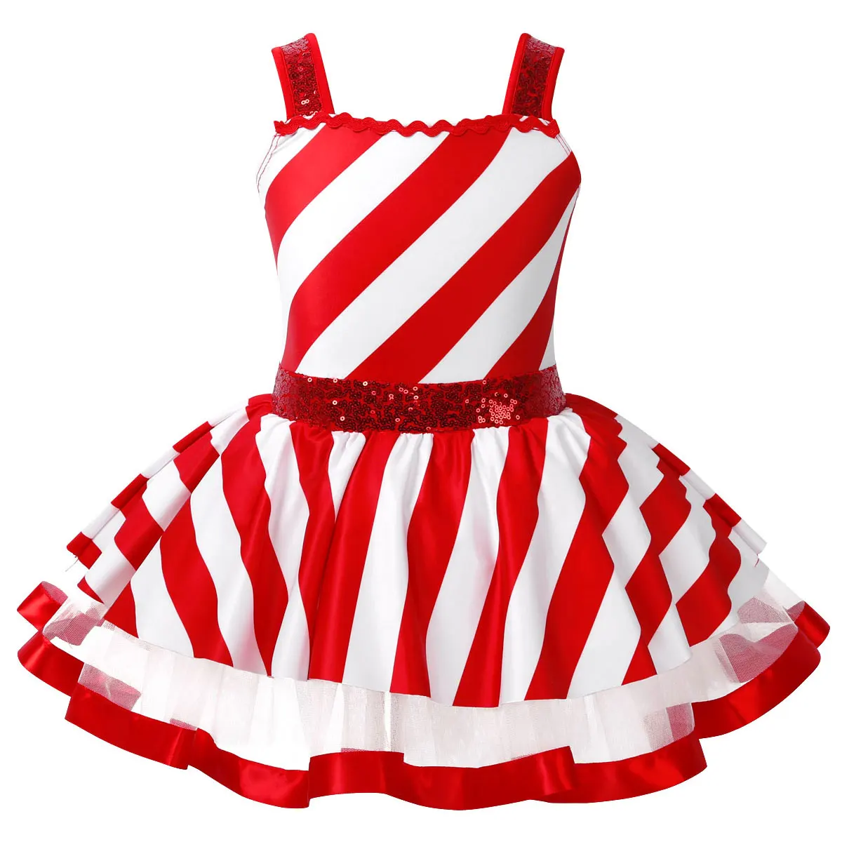 Vestido de niña con lentejuelas y diseño navideño