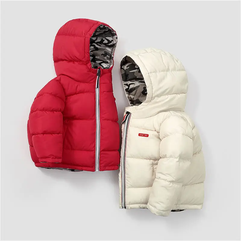 Chaqueta cálida de invierno para niños, abrigo para niño niña, chaqueta con cremallera, prendas de vestir exteriores, nuevas chaquetas de algodón con capucha para niñas, abrigos impermeables para niños
