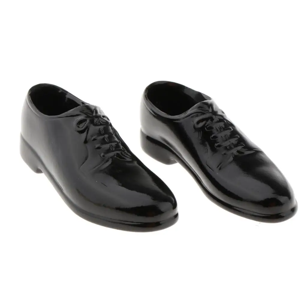 Custom 6:1 Scale Male Shoes Black Casual PU Leather Doll Garment Accessories