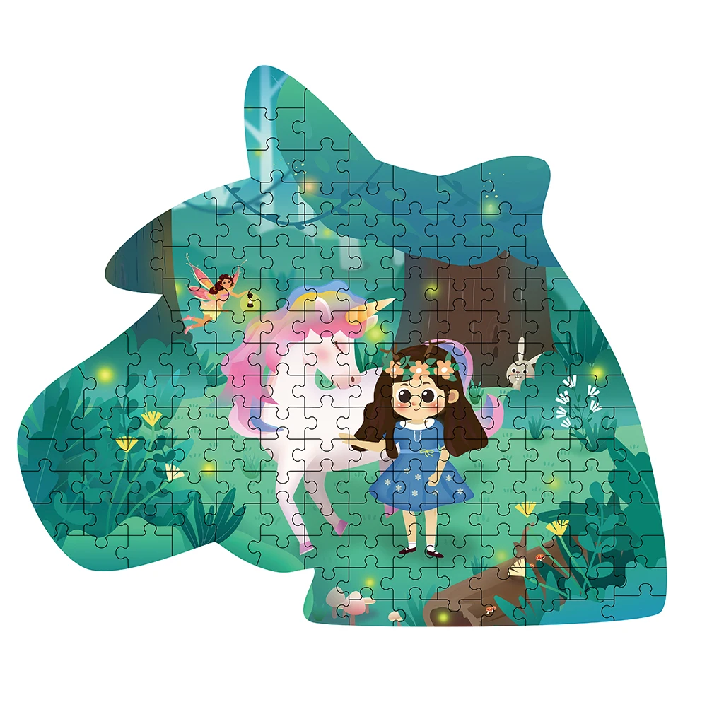 Rompecabezas de unicornio de dibujos animados para niñas, rompecabezas de princesa Diy, rompecabezas de animales irregulares para niños, juegos educativos, juguetes, regalos de navidad para niños - imagen 4