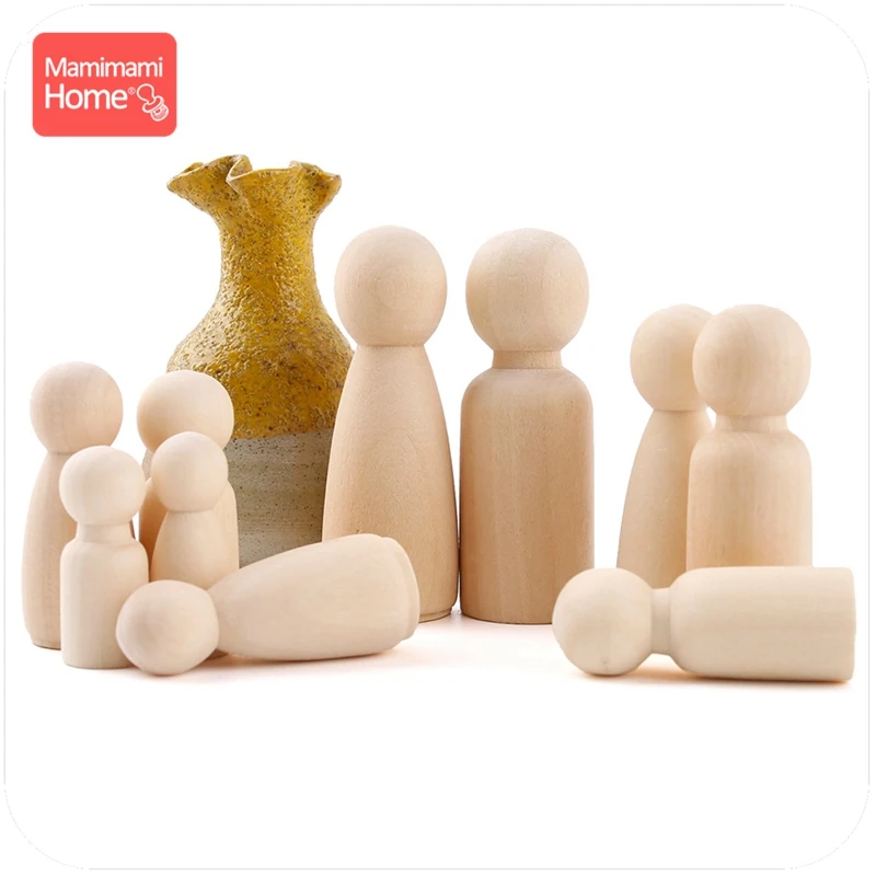 Muñecas de clavija de madera para hombres y mujeres, 10 piezas, 55mm, familia, decoración de habitación de niños, logotipo de nombre personalizado, hecho a mano, artículos para niños, juguete - imagen 3