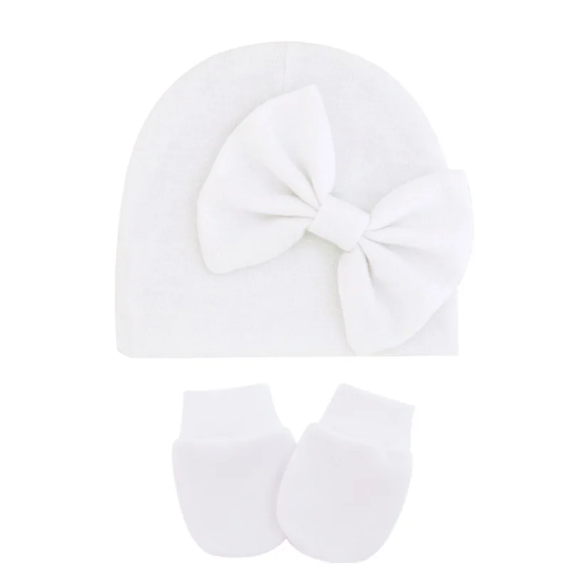 Gorro de algodón para recién nacido con guantes - imagen 2