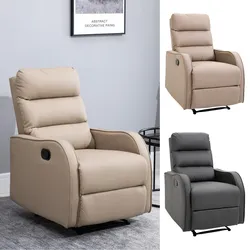HOMCOM Sillón Relax con Reclinación Manual hasta 160°con Reposapiés Retráctil Esponja de Densidad Tapizado en PU 65x89x100cm