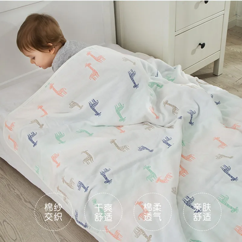 Manta envolvente de muselina de 6 capas, 120x150cm, 100% algodón, ropa de cama de verano para padres e hijos, colcha para sofá, regalo personalizado para recién nacido - imagen 2