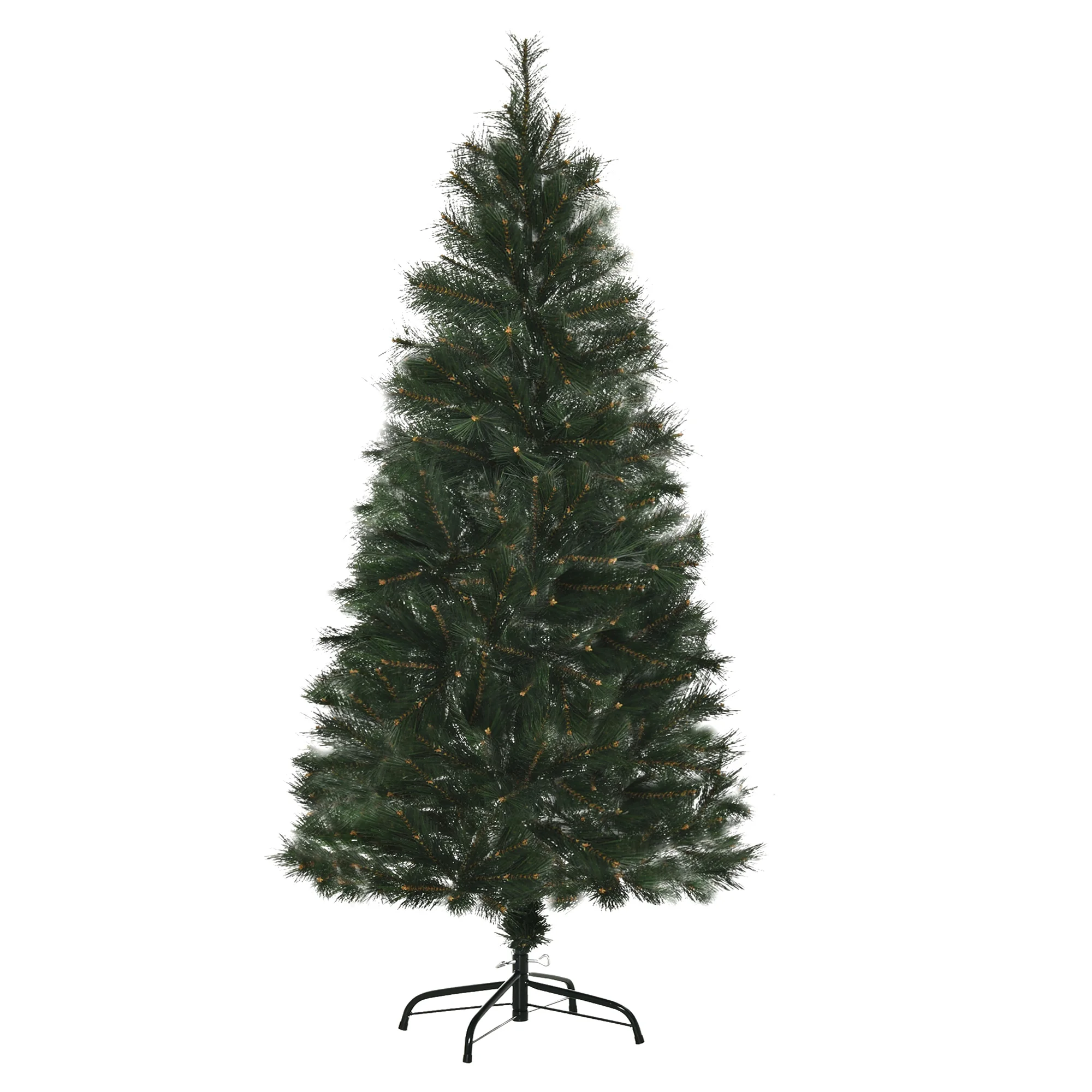 HOMCOM Árbol de Navidad con 219 Agujas de Pino de PVC Ignífugo Base Plegable y Soporte de Acero para Interiores Verde