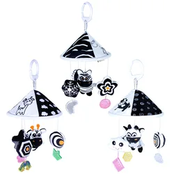 Sonajero de bebé blanco y negro Móvil de cuna con animales para regalo
