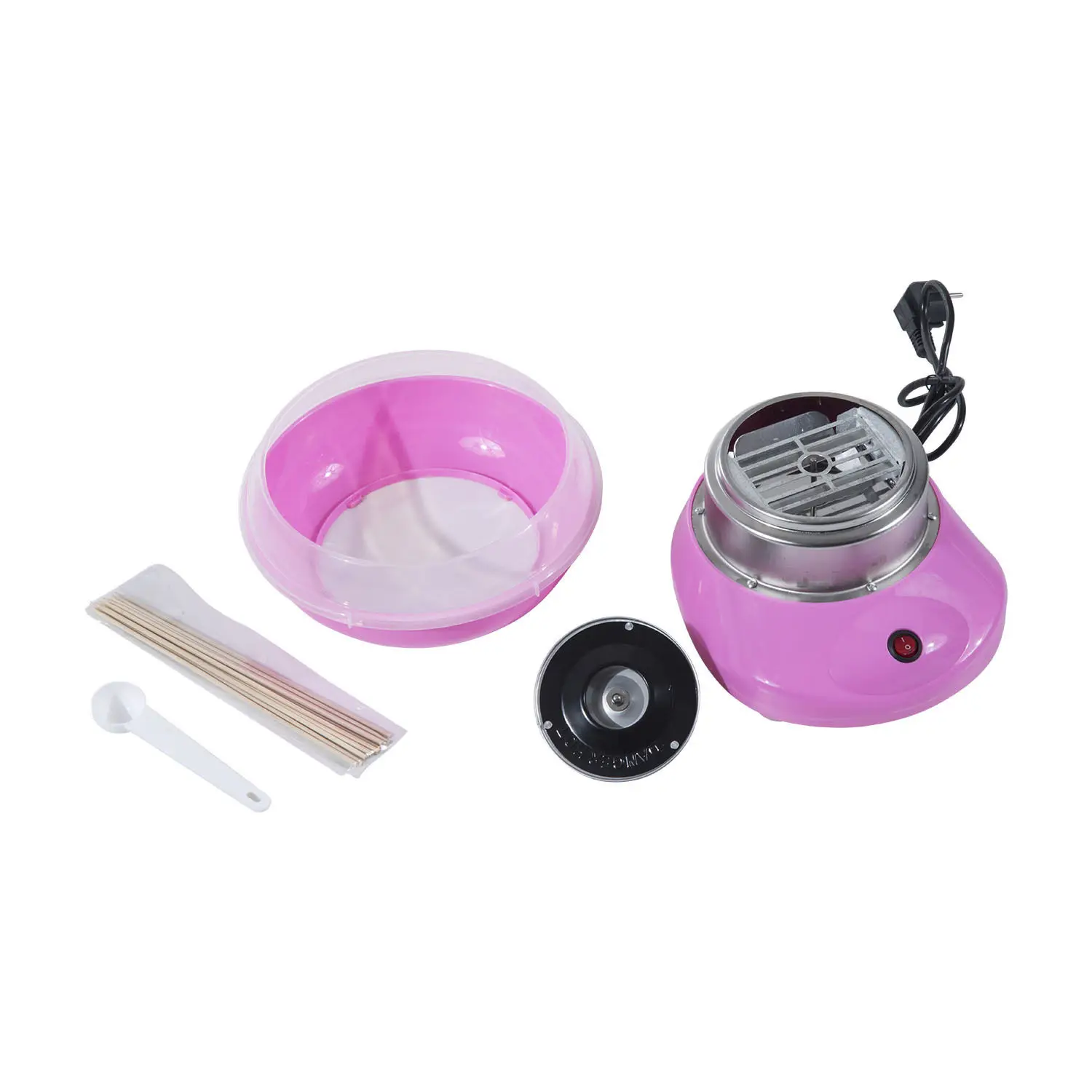 HOMCOM Maquina Profesional para Nubes de Algodon de Azucar Acero Inox. y Aluminio 450W 27x26x18cm (Rosa) - imagen 3