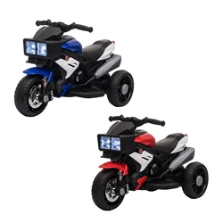 HOMCOM Moto Eléctrica Infantil con 3 Ruedas para +3 Años Triciclo con Pedal para Niños Batería 6V con Luces Música 86x42x52 cm