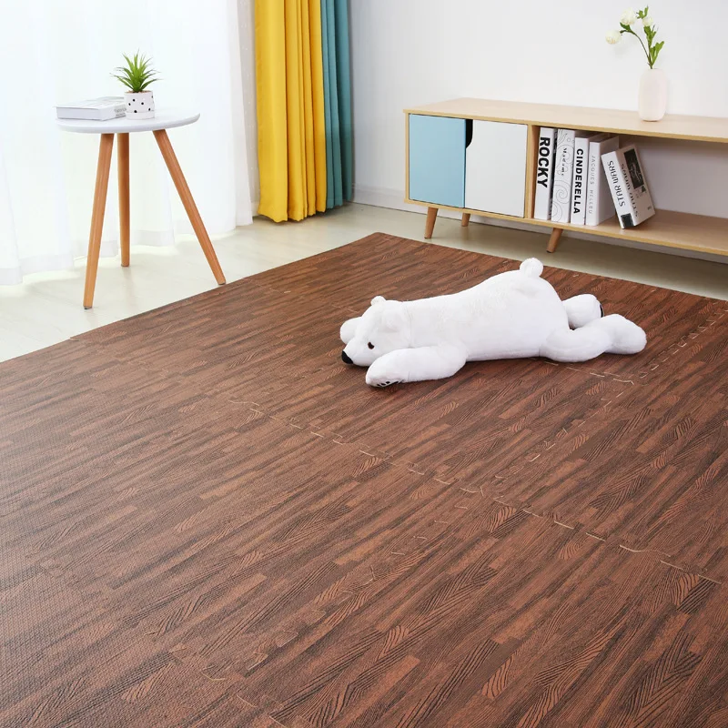 Alfombra de rompecabezas de madera para juegos de bebés, alfombra de espuma EVA suave con empalme de suelo entrelazado, decoración para sala de estar, almohadilla para gatear