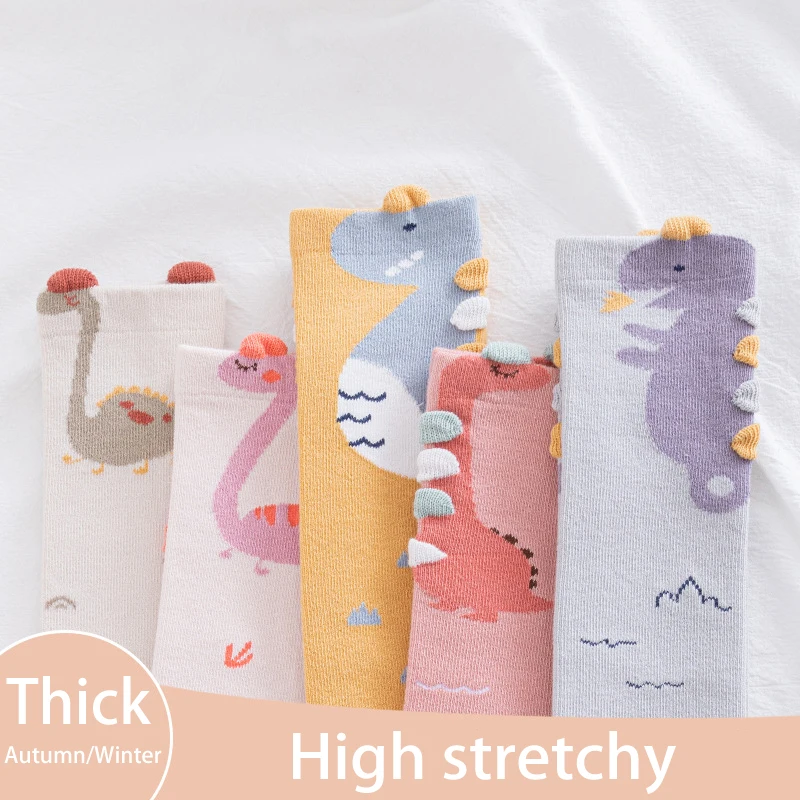 Calcetines largos de algodón con estampado de dibujos animados para niños, medias de felpa más gruesas para niños y niñas, 0-10T, Invierno - imagen 2