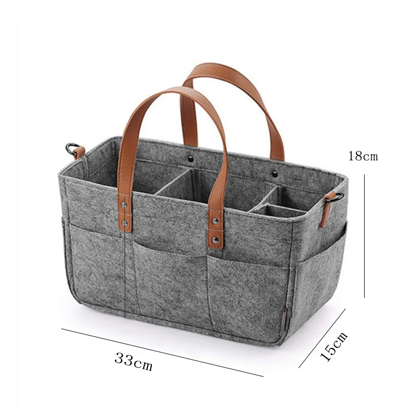 Cesta organizadora de fieltro con asa para habitación de bebé - imagen 2
