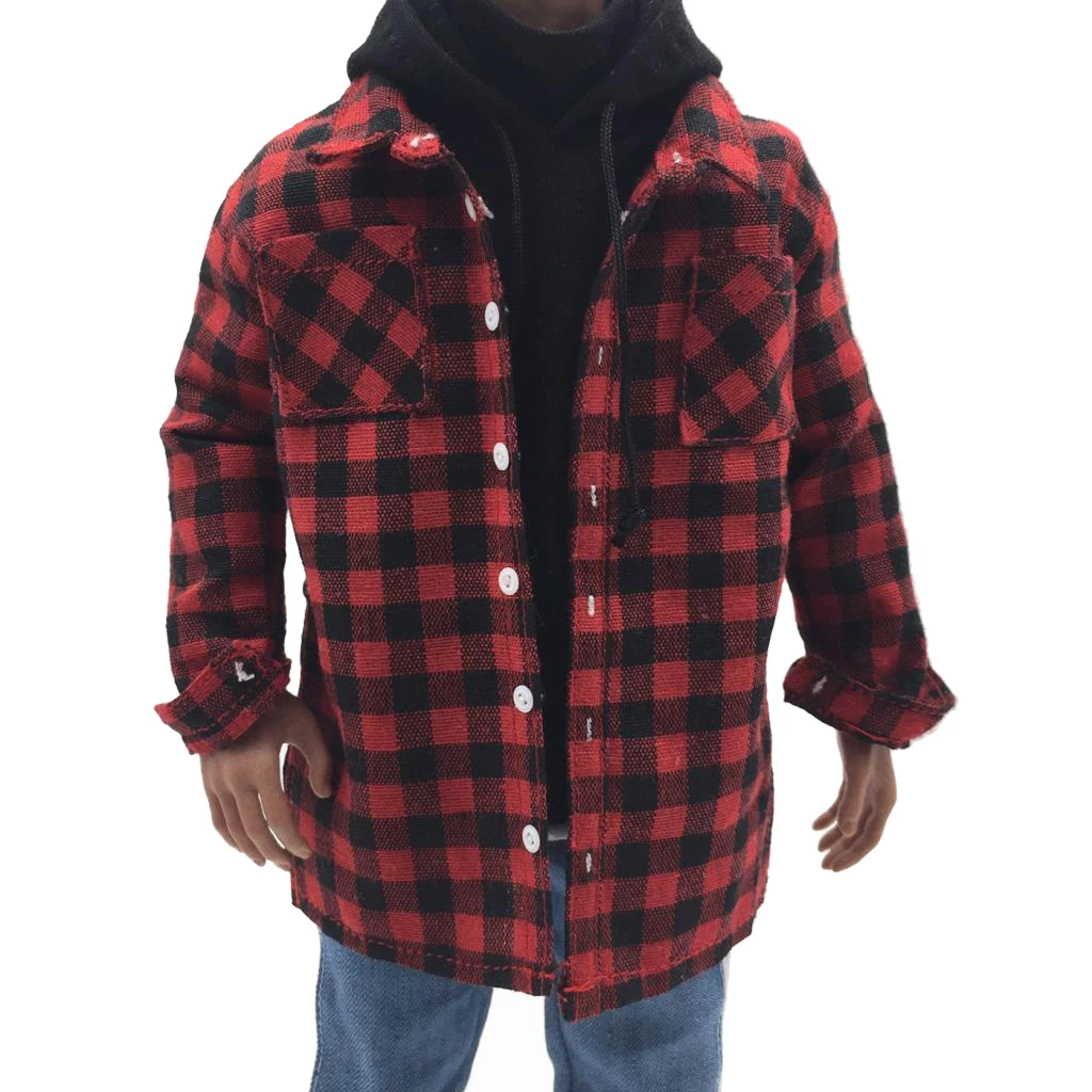 Camisa a cuadros roja para hombre, chaqueta, ropa para hombre, muñeca de figuras de acción de 12 pulgadas, escala 1/6