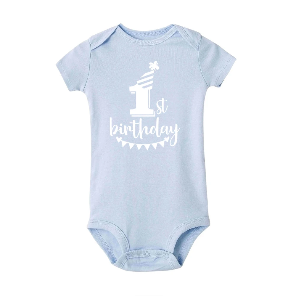 Mameluco de verano para bebé recién nacido de mi primer cumpleaños, mono de manga corta para niño pequeño, traje de fiesta de cumpleaños para bebé, ropa para niño y niña - imagen 5