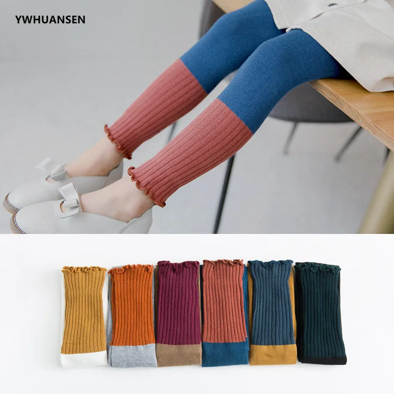 Leggings de colores para niños de 1 a 5 años, nueva edición de primavera, pantalones tejidos de algodón para niñas, medias sin pies