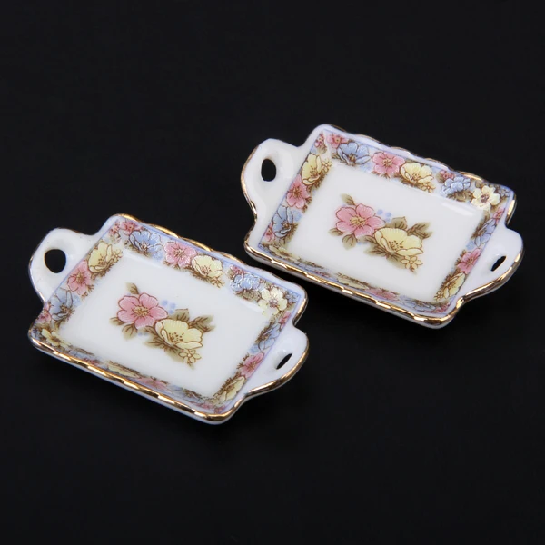 1:12 casa de muñecas vajilla en miniatura juego de té de porcelana plato taza plato 40 piezas - imagen 2