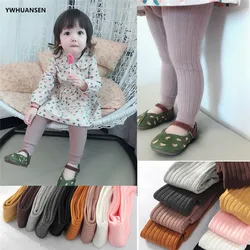 YWHUANSEN 0-6T primavera otoño Leggings a rayas niño niña algodón infantil recién nacido niños Strumphose pantalones ajustados de punto para bebés