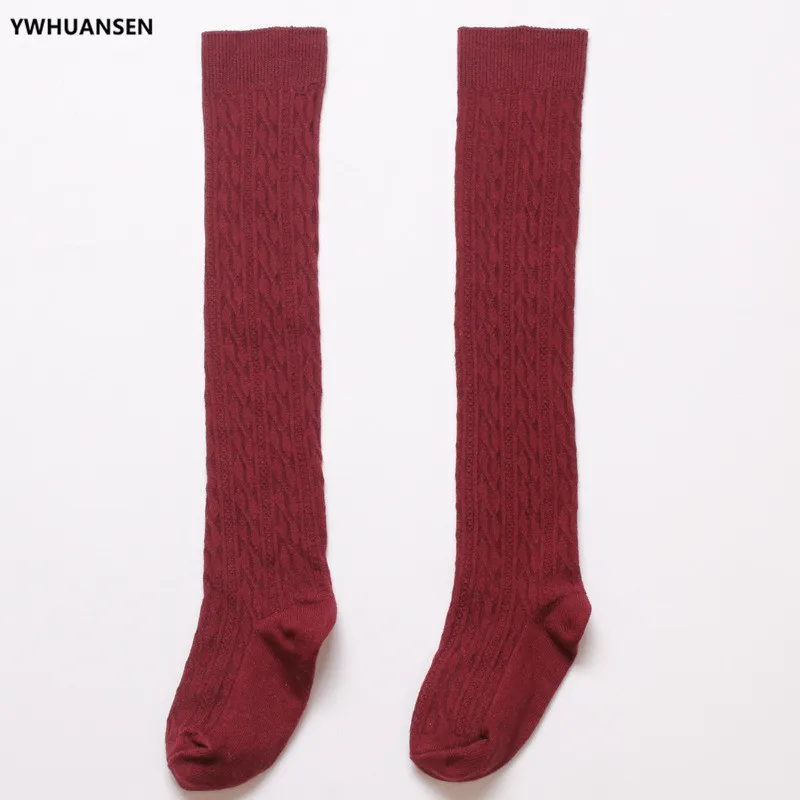 YWHUANSEN uniforme escolar para niñas calcetín hasta la rodilla calcetín largo tejido para niños moda Kniekousen Kinderen calcetín para niños de Color sólido - imagen 3