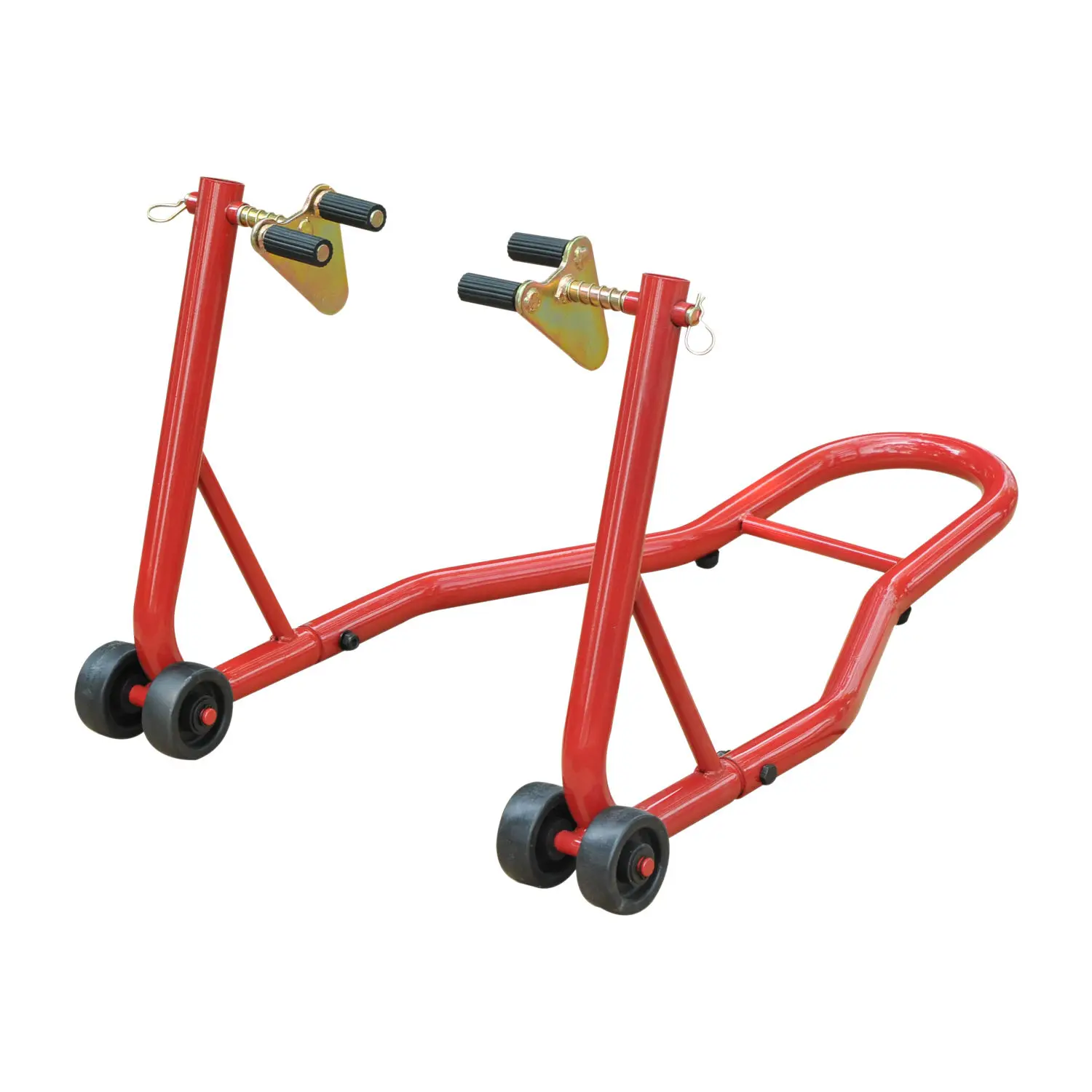 HOMCOM Caballete Elevador Universal Soporte Delantero de Moto Portátil y Móvil con Ruedas para Reparar y Aparcar 80x50x40cm