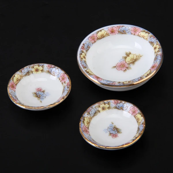 1:12 casa de muñecas vajilla en miniatura juego de té de porcelana plato taza plato 40 piezas - imagen 3