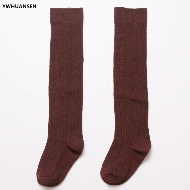 YWHUANSEN uniforme escolar para niñas calcetín hasta la rodilla calcetín largo tejido para niños moda Kniekousen Kinderen calcetín para niños de Color sólido - imagen 2
