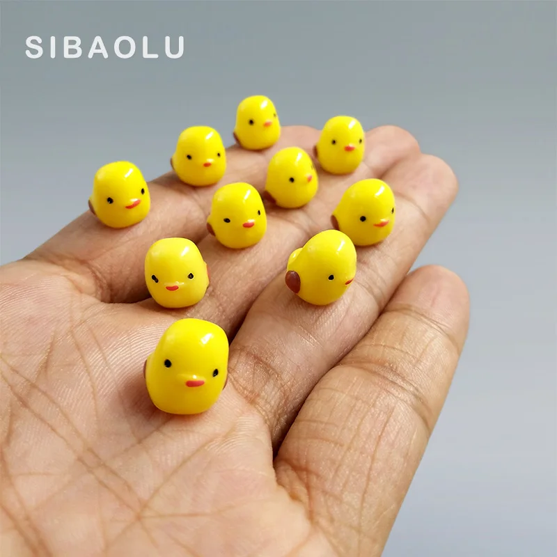 10 unds/pack pequeño pollito amarillo estatuilla bonsái decoración mini jardín de hadas animales de dibujos animados estatua adornos de musgo artesanía de resina DW-S-096