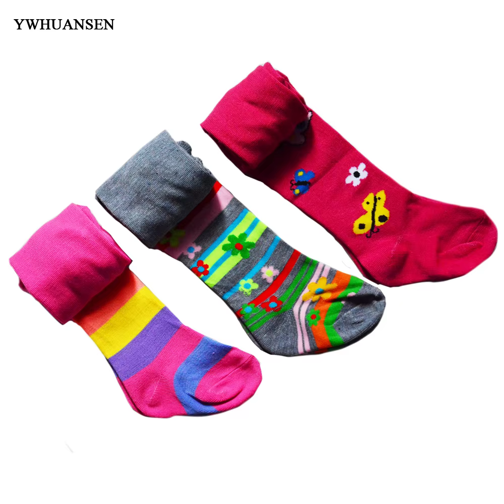 YWHUANSEN Pantimedias a rayas de algodón para niña – Primavera y otoño