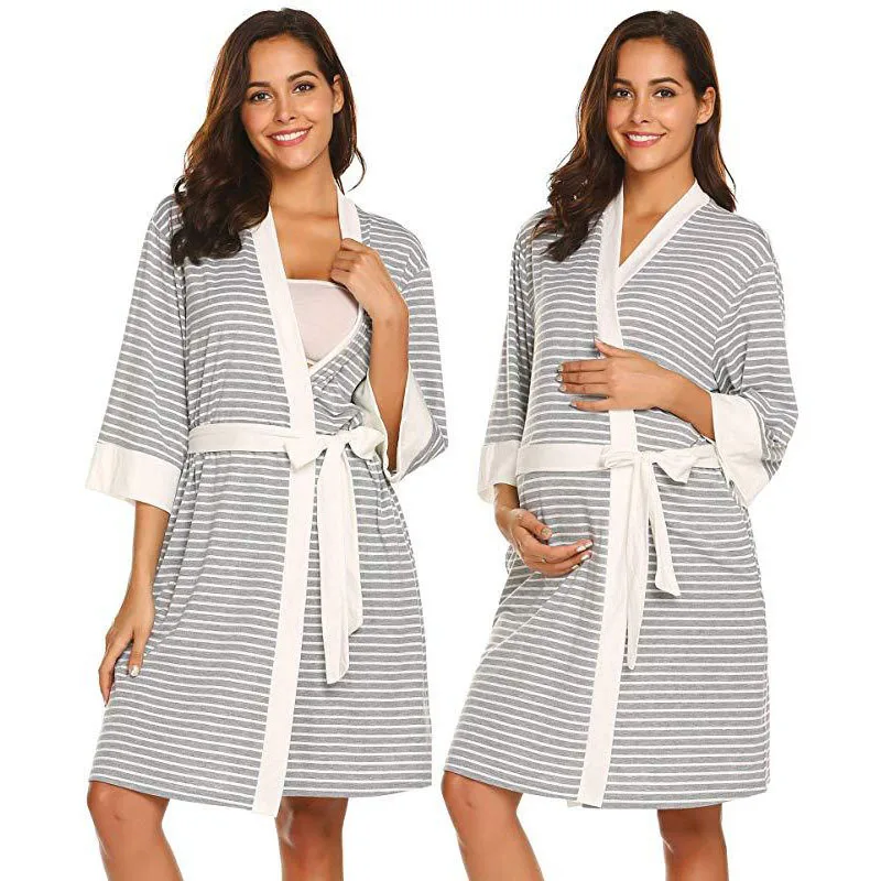 Bata de lactancia para embarazo, maternidad, Hospital, camisón, pijamas de lactancia, vestido de lactancia, ropa de dormir elegante para embarazadas