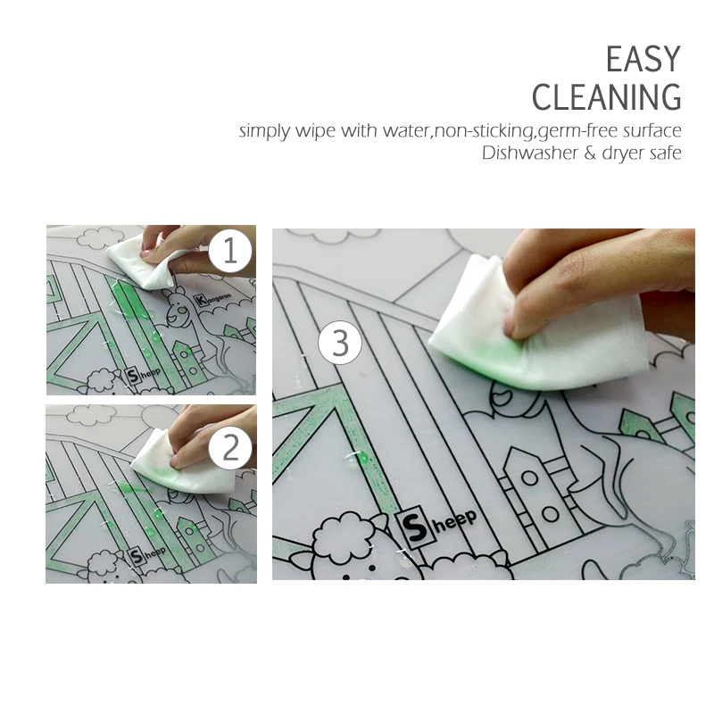 Mantel Individual de silicona para bebé, vajilla para bebé, tapete de mesa de silicona, plato de alimentación de bebé impermeable, mantel para colorear reutilizable, 1 ud. - imagen 3