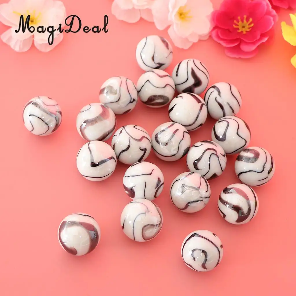 20pcs 25mm Tiger Stripes Glass Marbles, Kids Marble Run Game, Marble Solitaire Toy Accs Vase Filler & Fish Tank Home Decor