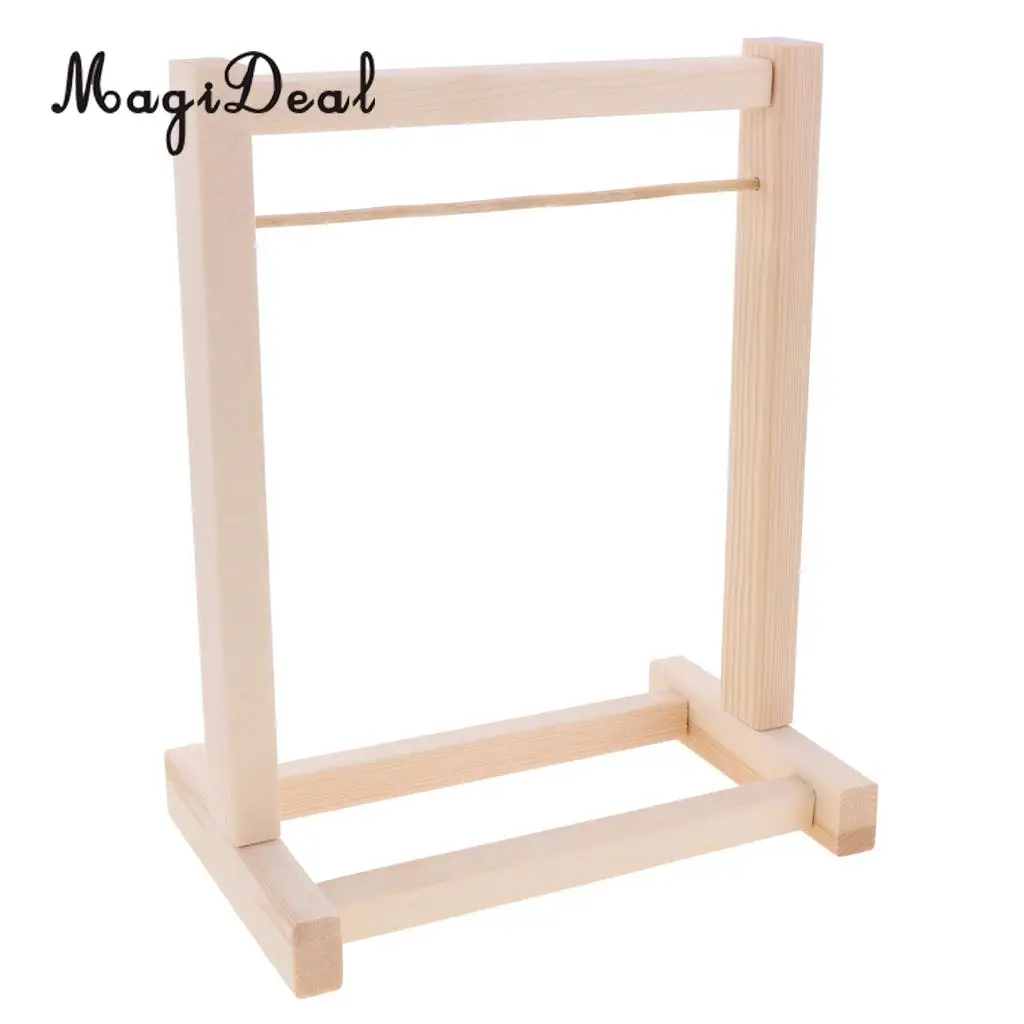 DIY Assembled Wooden Clothes Hanging Shelf and 10 Pieces Clothes Hook Hanger for 12'' Blythe Dolls
