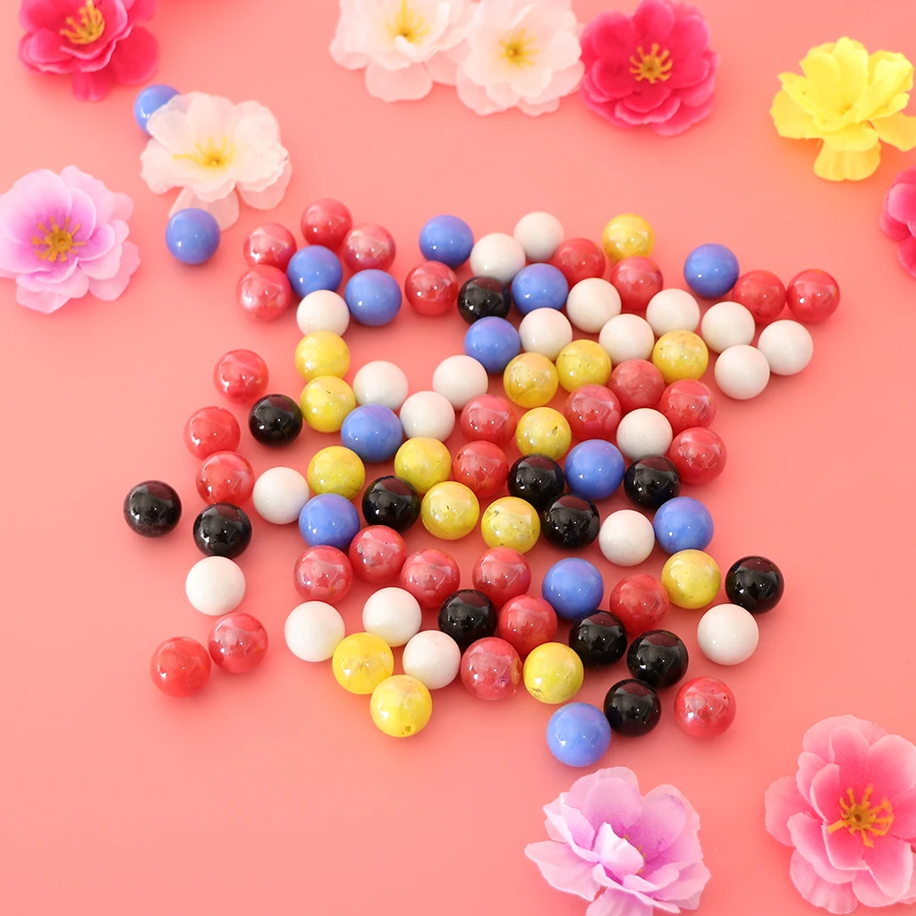 90x 16mm Glass Beads Marbles Ball Run Chinese Checkers Toys Fish Tank Decor