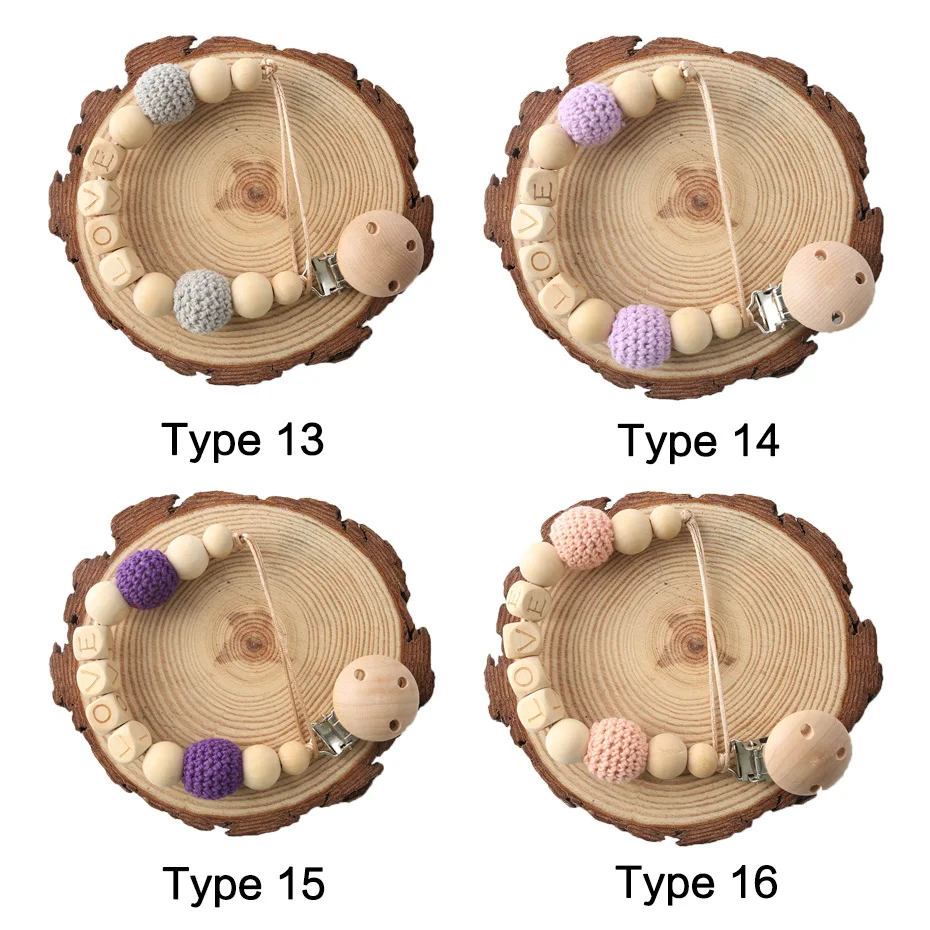 Cadena para chupete de madera de haya personalizada para bebé - imagen 5