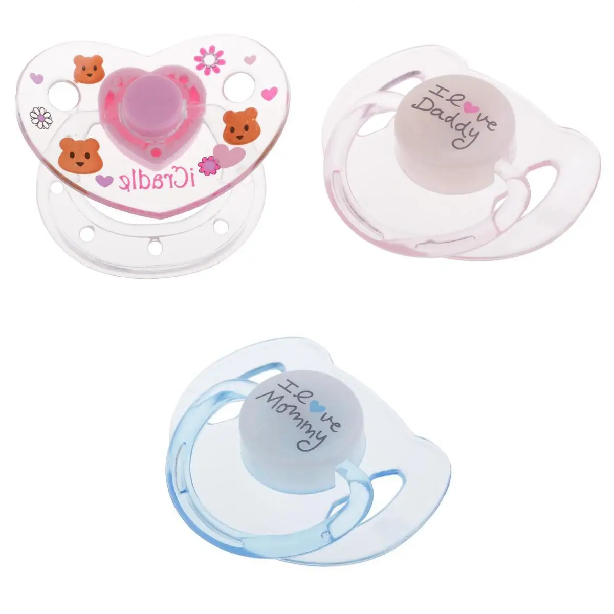 Lovely Cartoon Pacifier & Magnet Set Baby Doll Supplies For Reborn Newborn Doll 3 Pieces Mixed Style