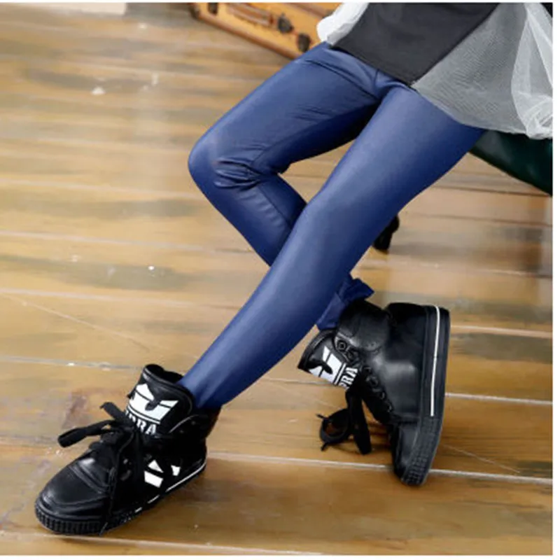 Pantalones de primavera para niños y niñas, mallas finas de piel sintética a la moda para niñas, pantalones ajustados para niños, novedad de 2024 - imagen 3