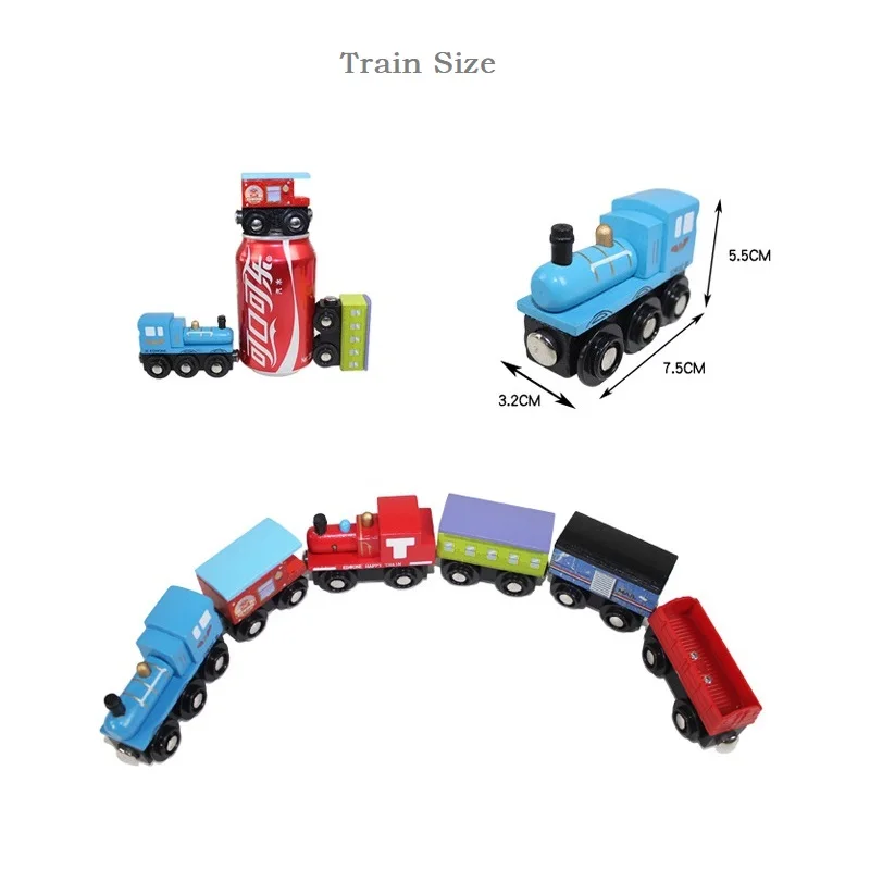 Tren de madera magnético para niños con locomotora y pista ferroviaria - imagen 4