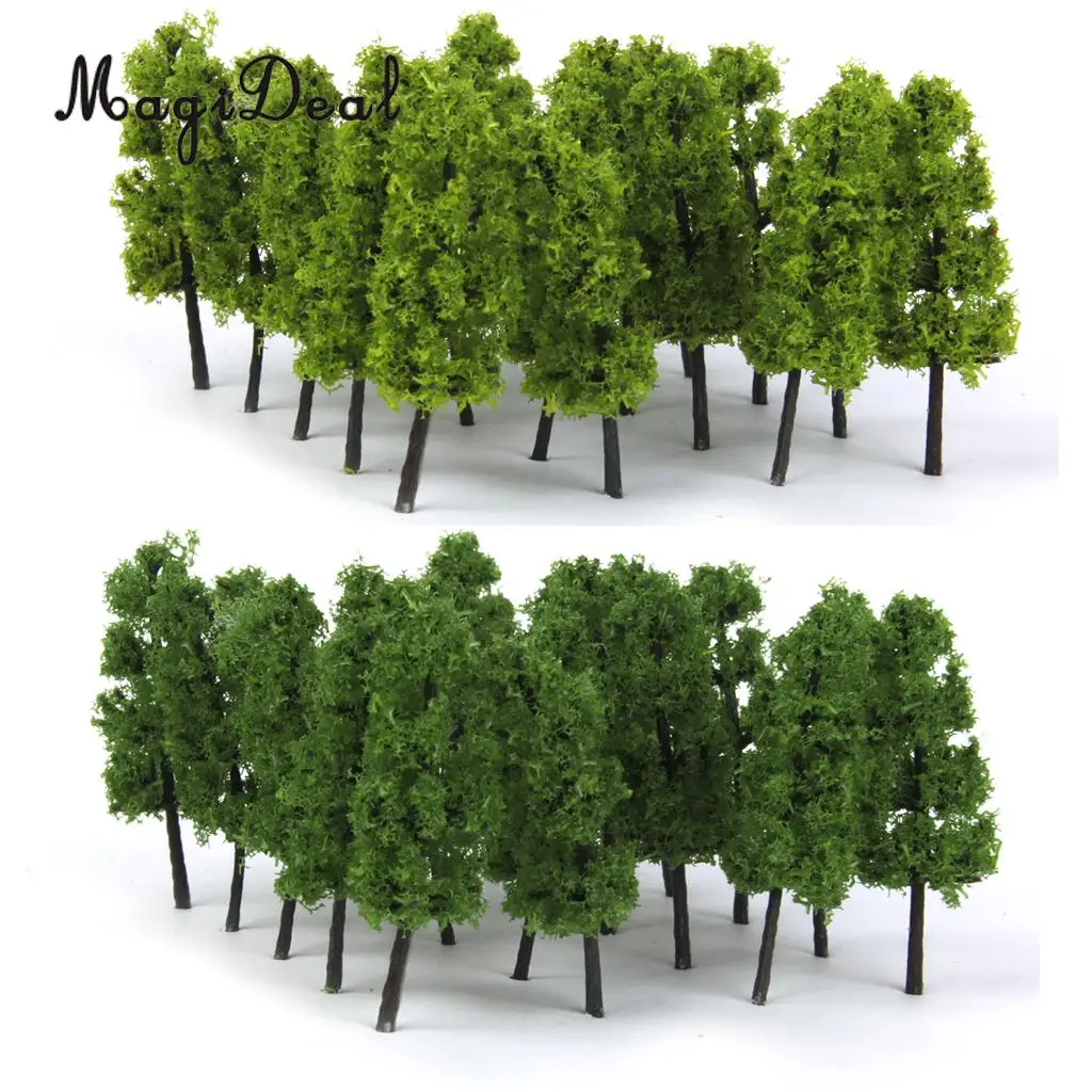 MagiDeal 20Pcs/Lot 1/200 Scale Pagoda Trees Model Train Railroad Railway Street Scenery for House Garden Park Landscape Layout