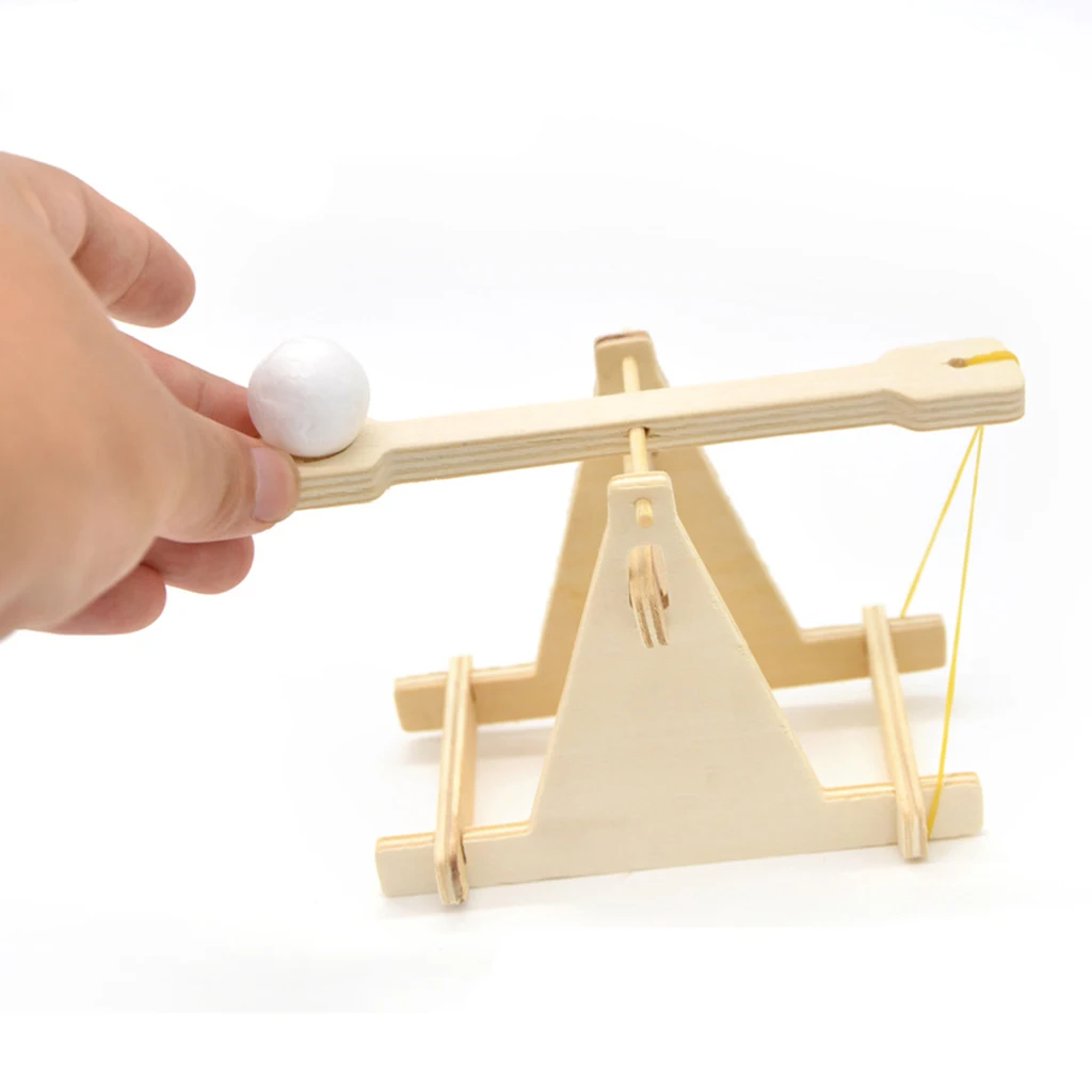 Kids Science Experiment Educational Toys Wooden Trebuchet Catapult Model Kit