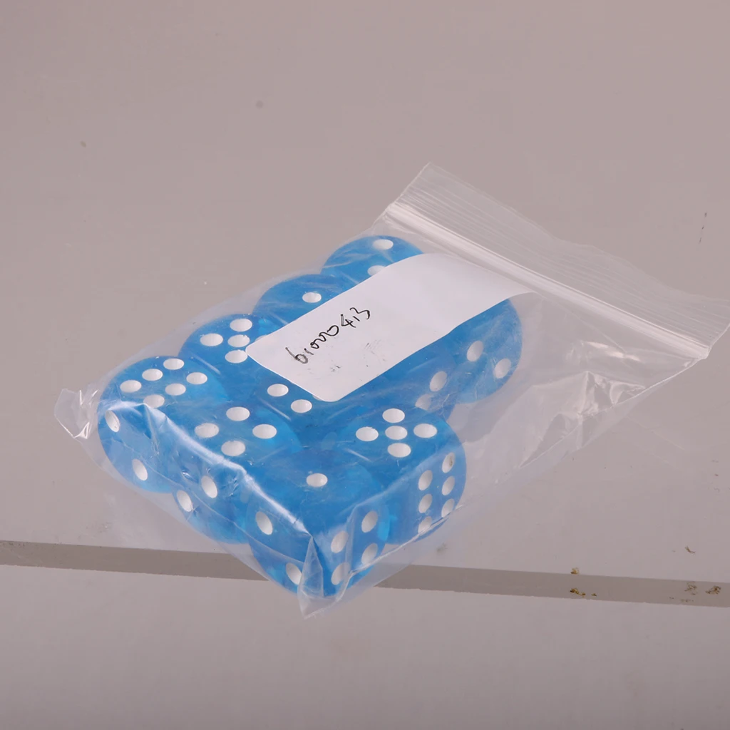 Pack of 10 D6 Dice Sets Acrylic Six-side for D&D TRPG Party Board Game Kids Toys