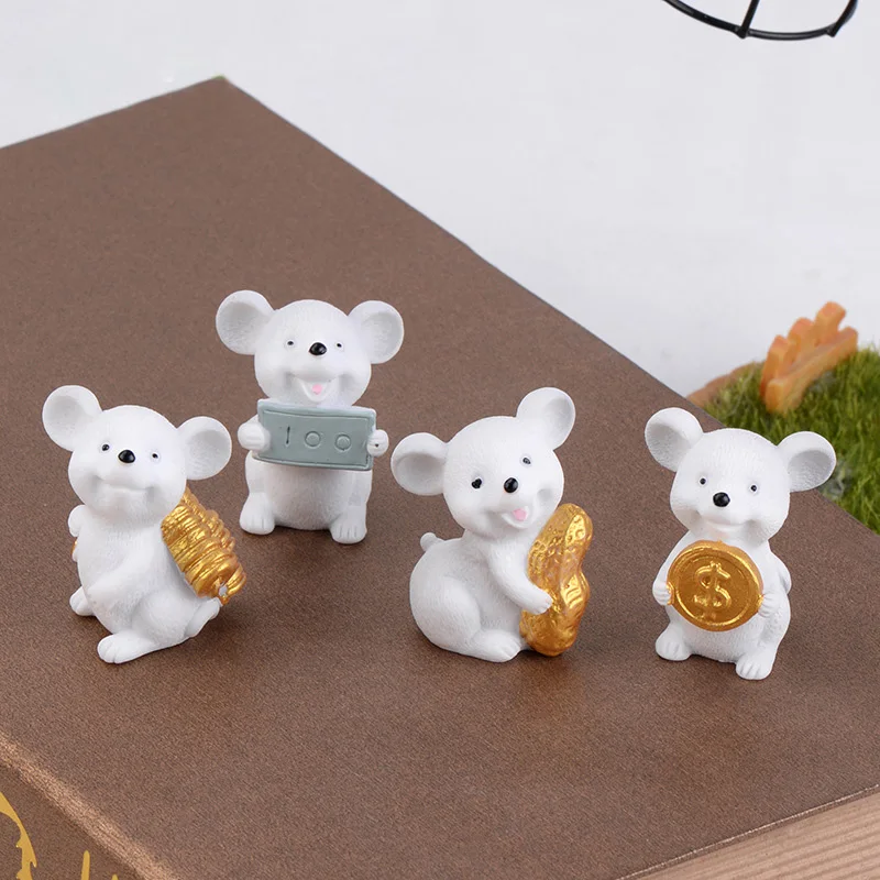Estatuilla de ratón de La Fortuna, modelo de Animal de dibujos animados, paisaje de musgo, artesanía de resina, accesorios de decoración de jardín de hadas en miniatura para el hogar - imagen 4