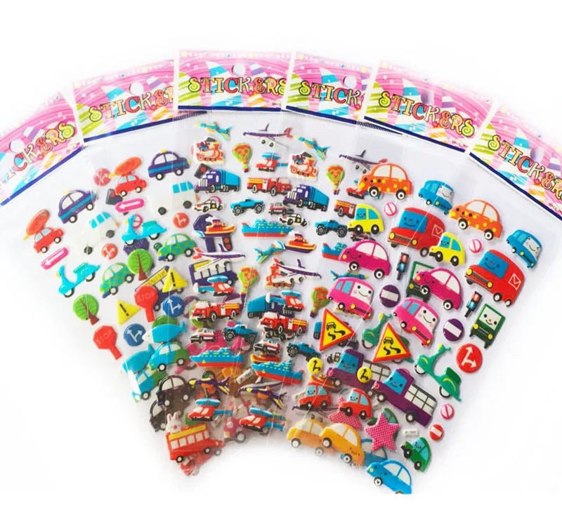 40 hojas de coches de dibujos animados, aviones, animales, princesa, pegatinas DIY, juguetes, álbum de recortes de PVC para niños, diario, cuaderno, decoración, regalos - imagen 4