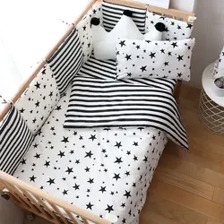 Juego de cama de cuna en algodon suave - Estrellas y rayas nordicas