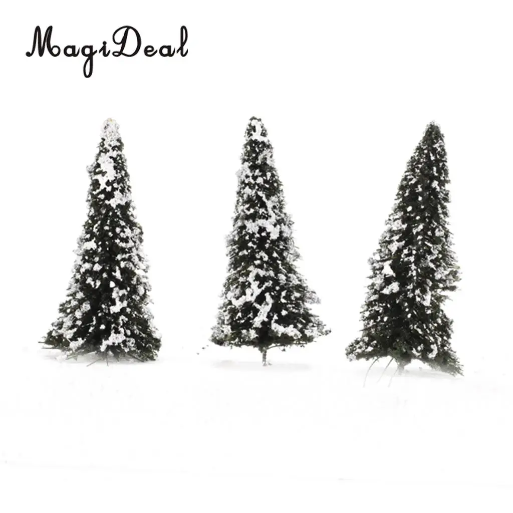 MagiDeal 10Pcs 1/150 White Dark Green Scenery Landscape Model Cedar Trees for Train Track Building Model Layout Prop 8cm