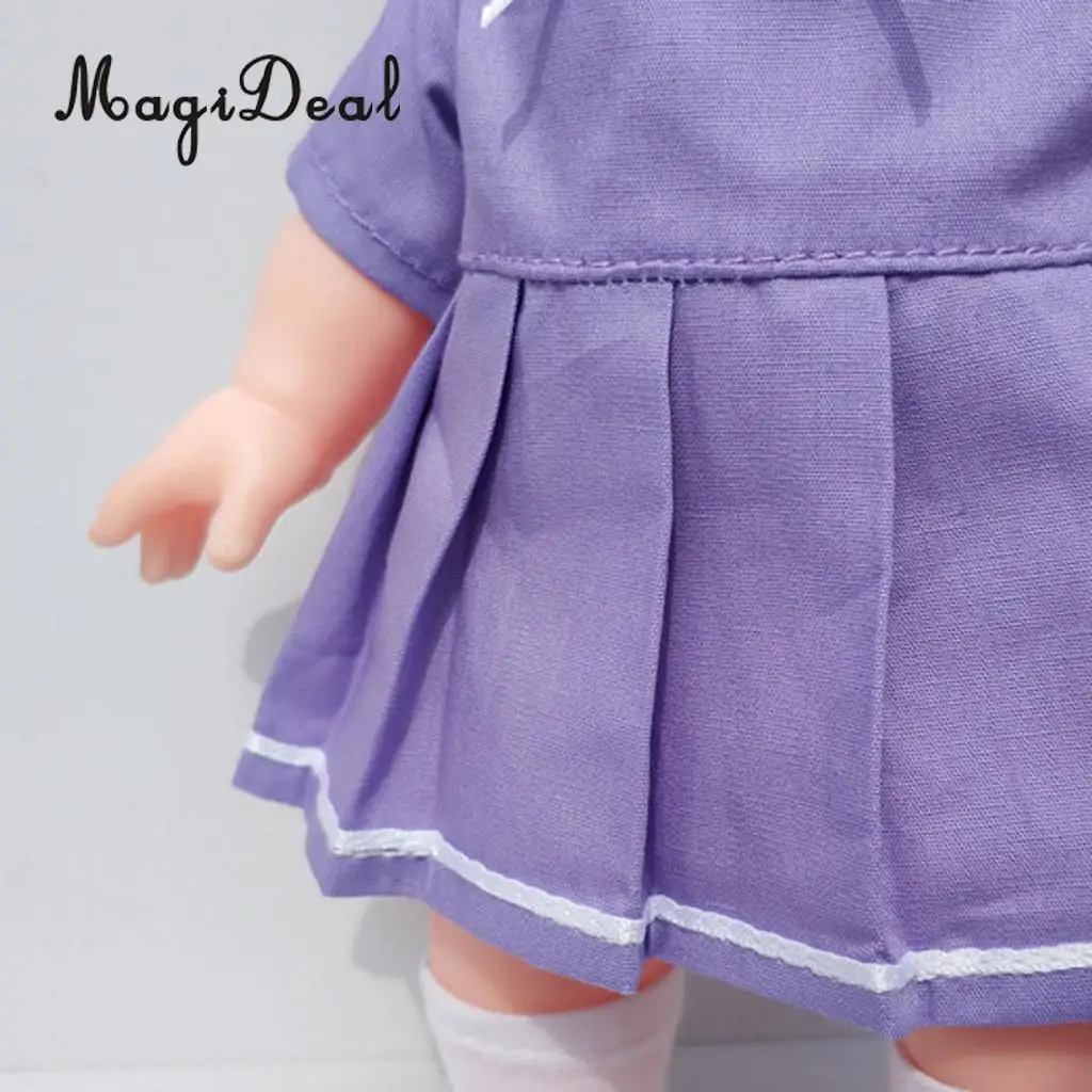 School Style Pleated Dress Socks Suit for Mellchan 9-11inch Reborn Girl Baby Dolls Clothes Accessories