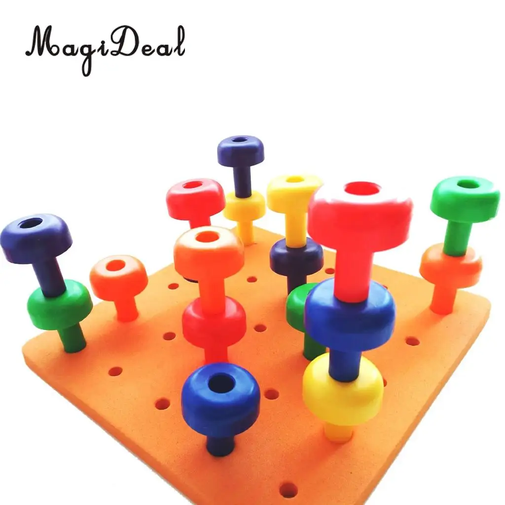 MagiDeal Plastic Sorting Pegboard Travel Toys Kids Child Play 30Pegs Color Recognition Game Learning for Baby Toddler Funny Gift