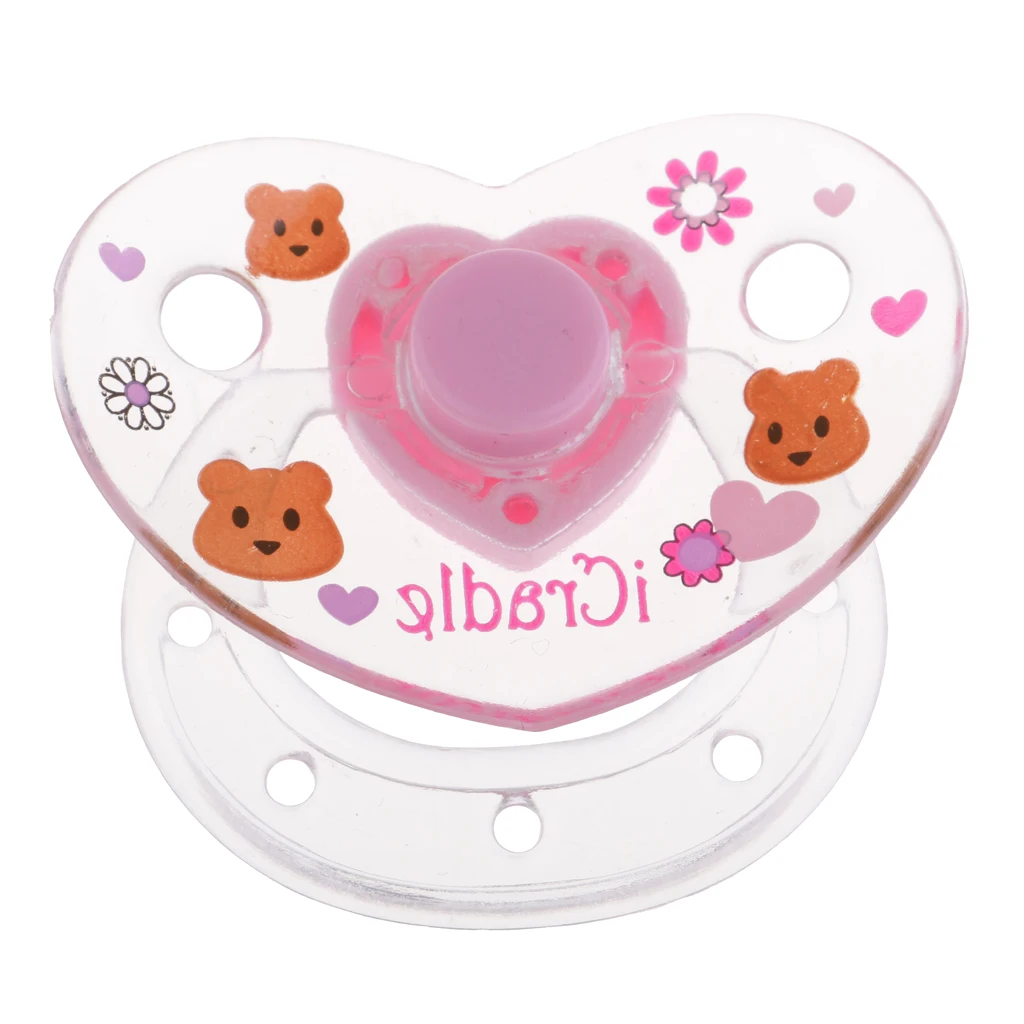 Cute Dummy Cartoon Magnetic Pacifier for Reborn Baby Supplies Pink & Clear