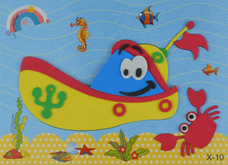 Juego de 5 hojas de papel EVA 3D para niños, materiales hechos a mano, juguetes artesanales para niños, puzle de guardería, pegatina ESTÉREO - imagen 3