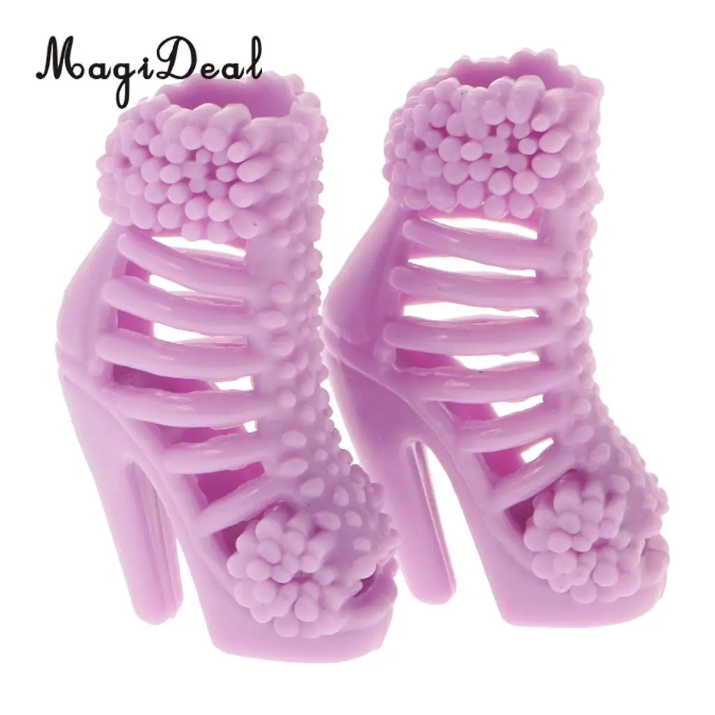 MagiDeal Fashion 12Pair/Lot PVC Trendy Multiple Styles High Heel Sandal Boots Shoes for Doll Daily Wear Girls Toy Birthday Gift