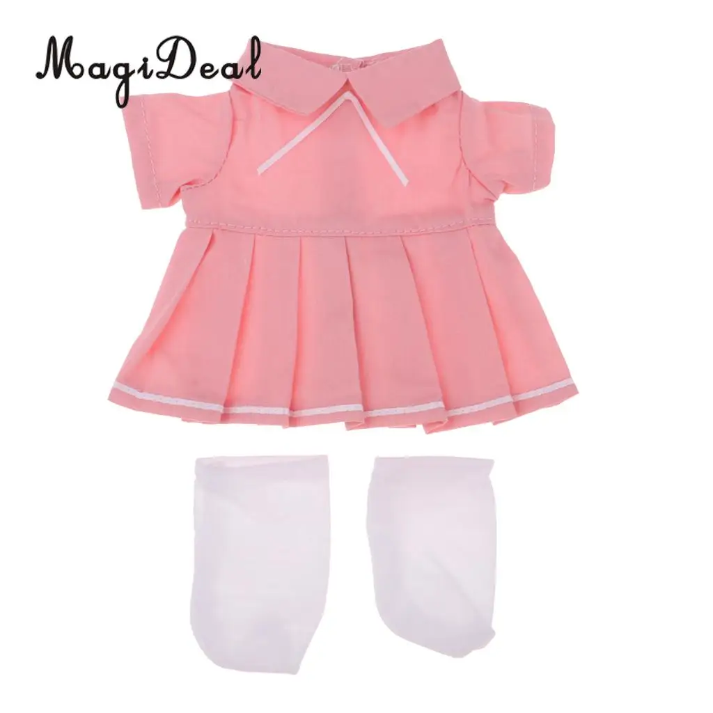 School Style Pleated Dress Socks Suit for Mellchan 9-11inch Reborn Girl Baby Dolls Clothes Accessories