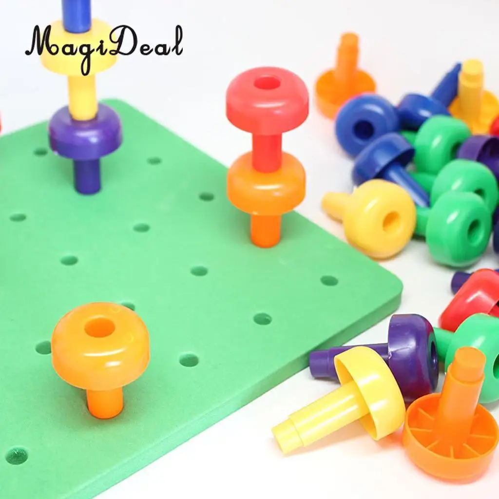 MagiDeal Plastic Sorting Pegboard Travel Toys Kids Child Play 30Pegs Color Recognition Game Learning for Baby Toddler Funny Gift