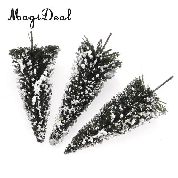 MagiDeal 10Pcs 1/150 White Dark Green Scenery Landscape Model Cedar Trees for Train Track Building Model Layout Prop 8cm